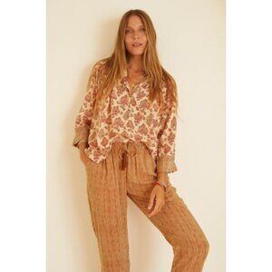 Natalie Martin Remy Top - Cyprus Print Pink Blouse MEDIUM Boho Floral